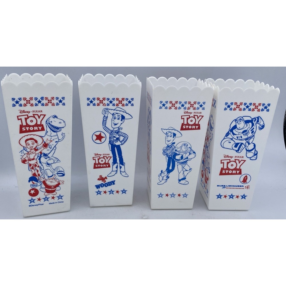 Vintage 1999 Toy Story Popcorn Buckets Set of 4, 7.5" Tall